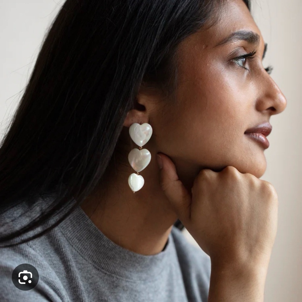 Local Eclectic Mother of Pearl Heart Drop Earrings